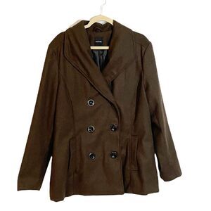 Rampage Dark Brown Button Down Pea Coat XL